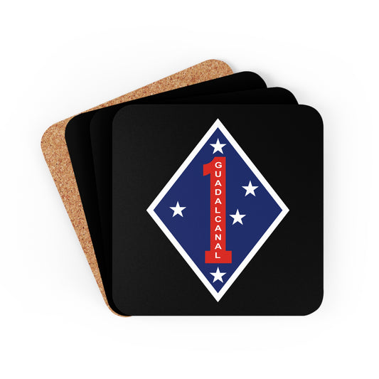 1STMARDIV Blue Diamond Corkwood Coaster Set (4)