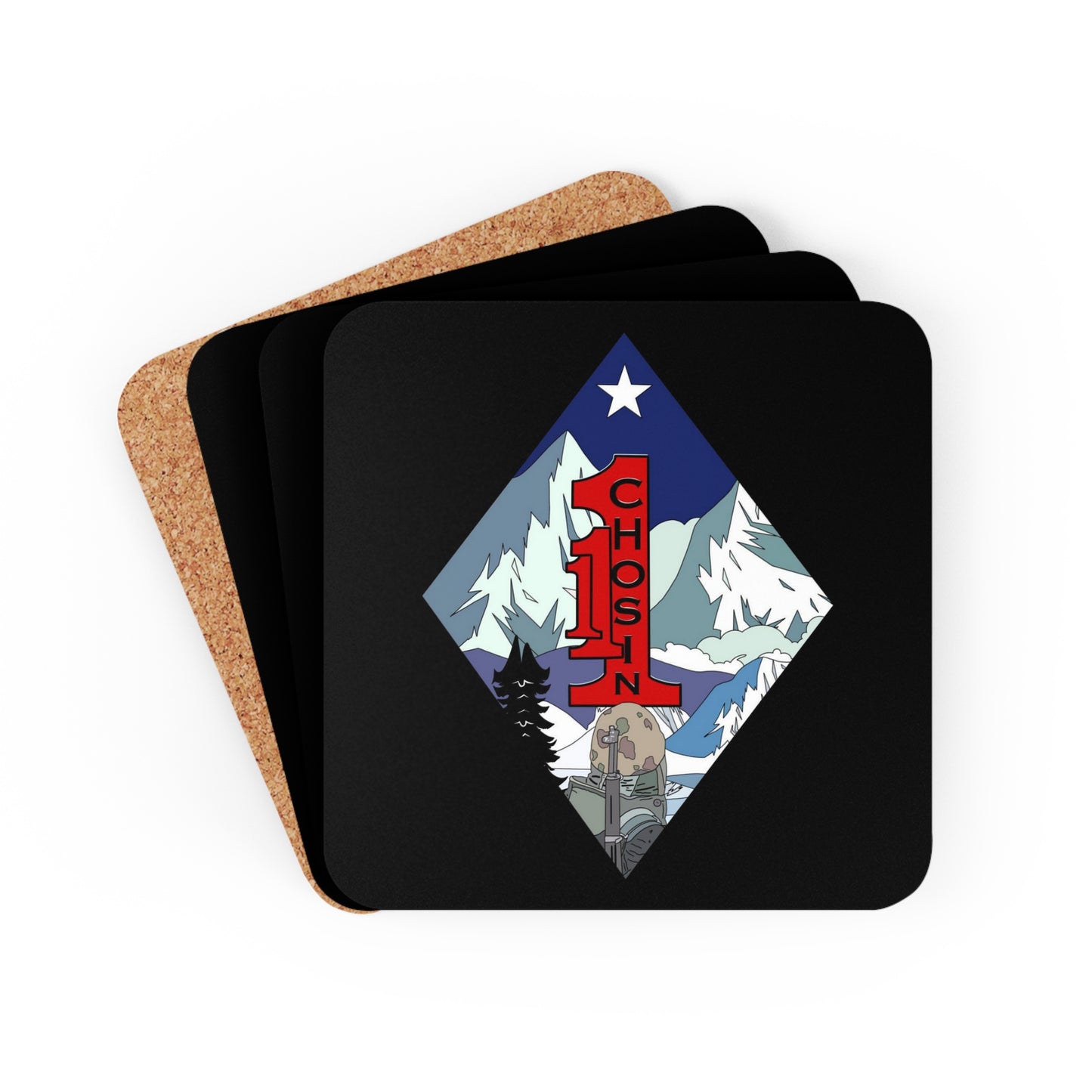 Chosin 1/1 First of the First Corkwood Coaster Set (4)